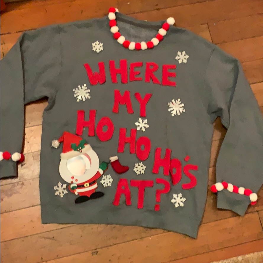 Ugly Christmas Sweater Sweatshirt Hos Funny Warm